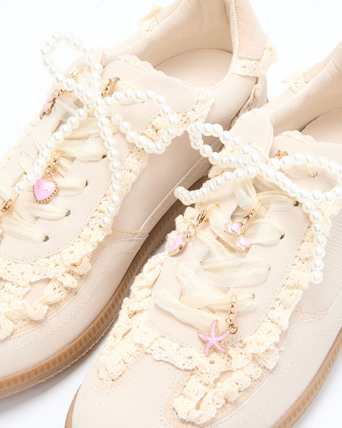 Winslet Lace And Pearl Charm Sneakers