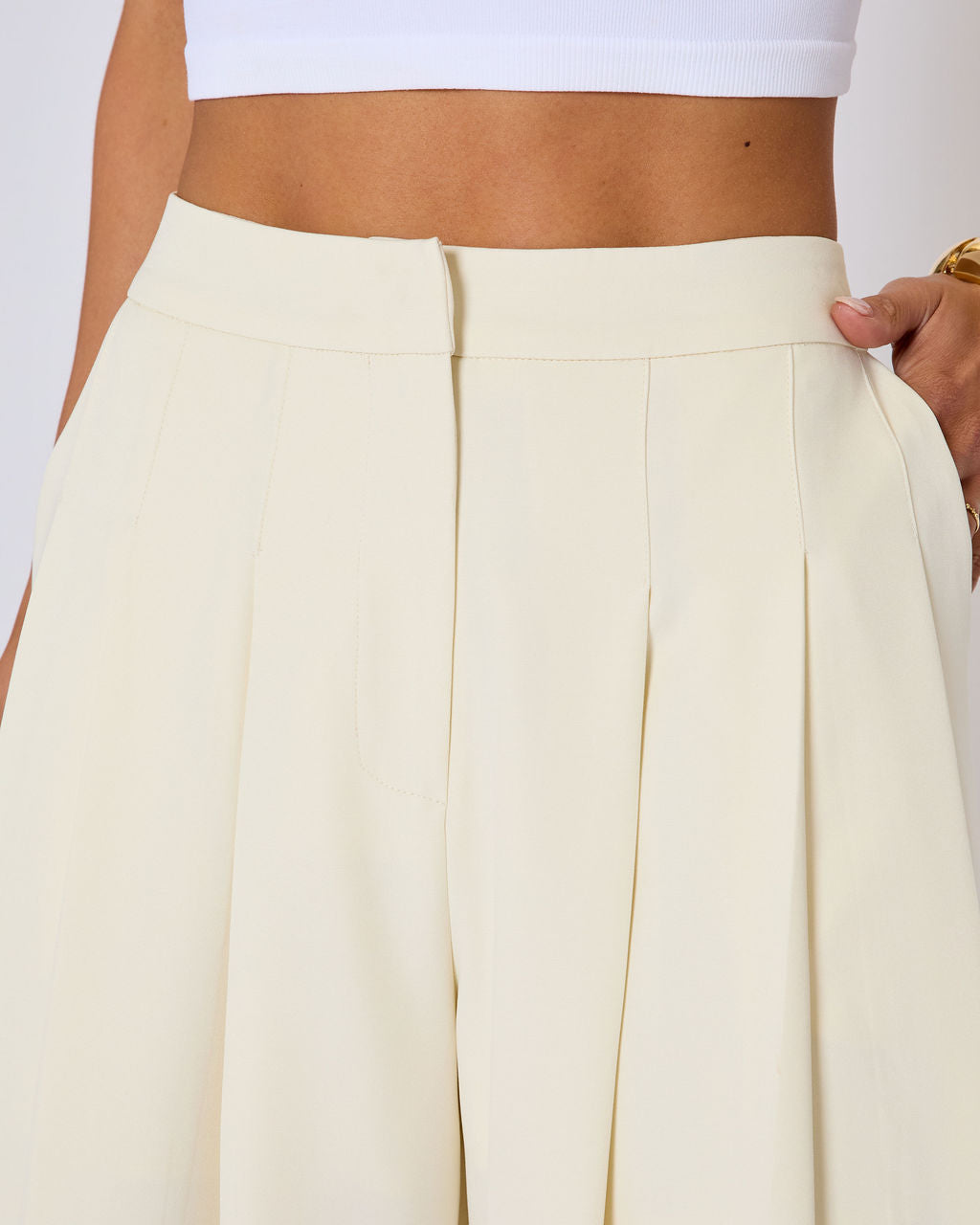 Polish Pleated Wide Leg Trouser