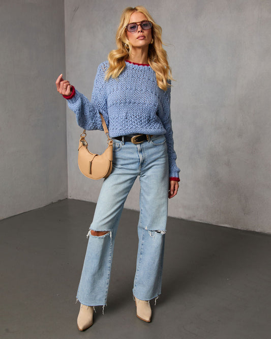 Meyers Knit Contrast Trim Crew Neck Sweater