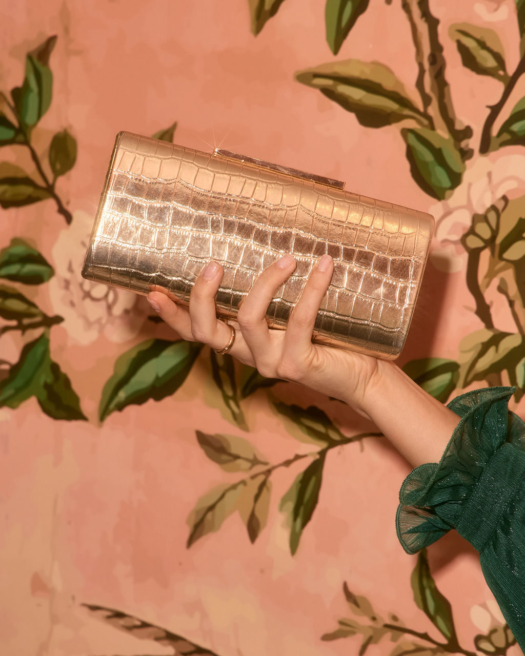 Starlet Hour Metallic Embossed Hard Case Clutch