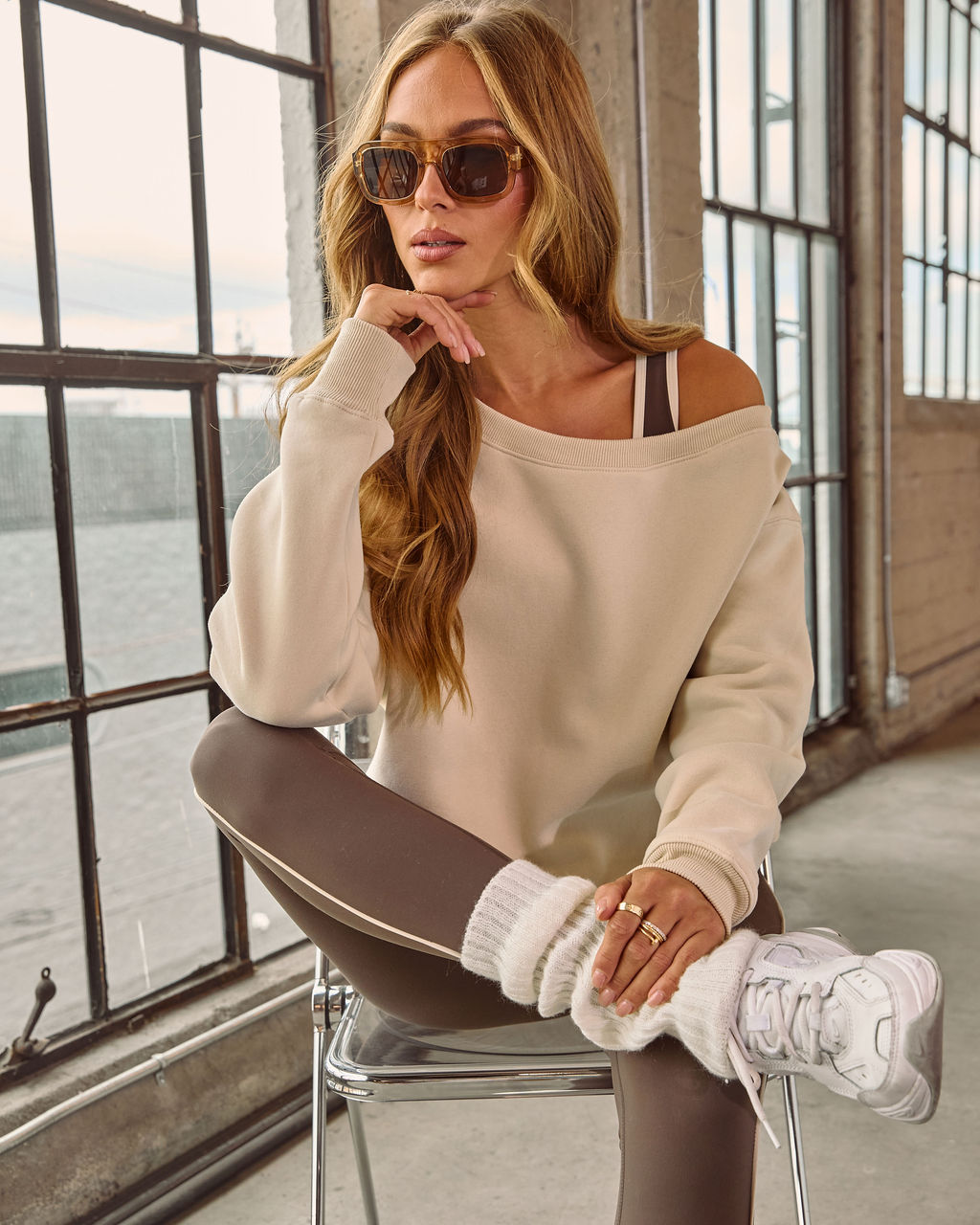 Empower Luxe Off The Shoulder Sweatshirt