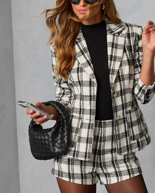 Arden Muse Plaid Tweed Blazer