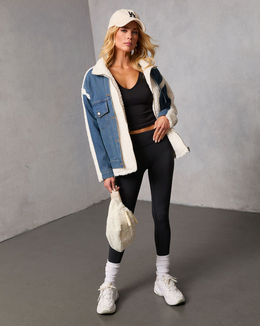 Beatrise Denim Contrast Sherpa Coat