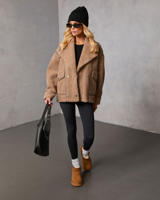 Evans Oversized Sherpa Bomber Jacket