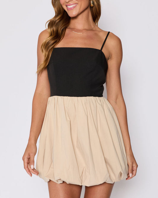 Colette Cotton Contrast Bubble Hem Mini Dress