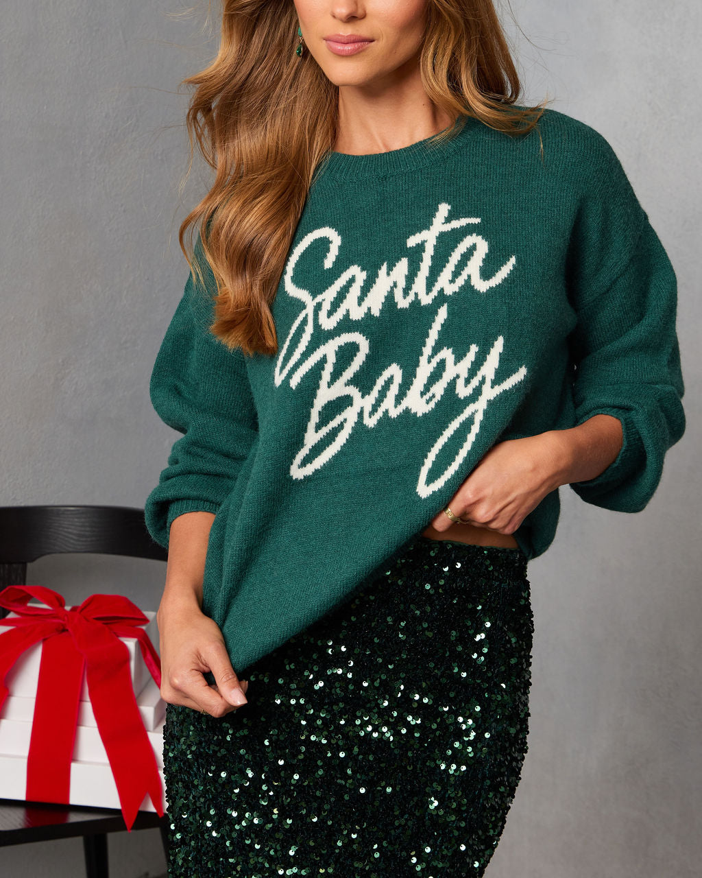 Santa Baby Script Graphic Sweater