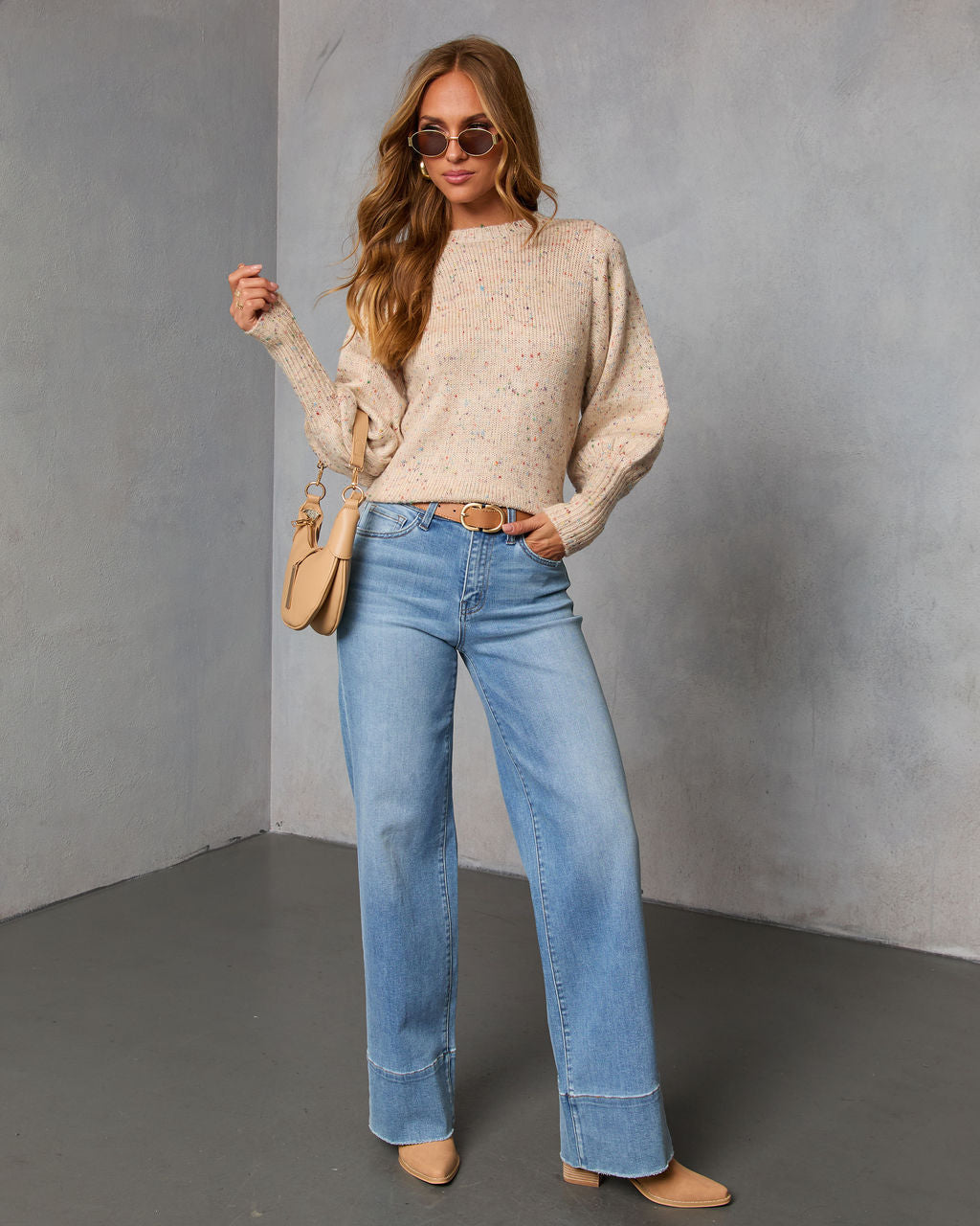 Emmie Crewneck Speckled Sweater