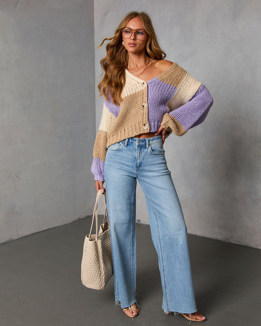 Calm Hour Chunky Color Block Cardigan