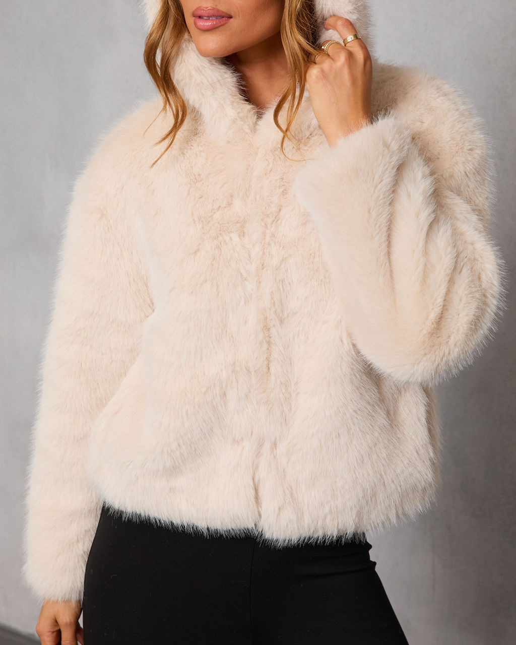 Kimia Hooded Faux Fur Coat
