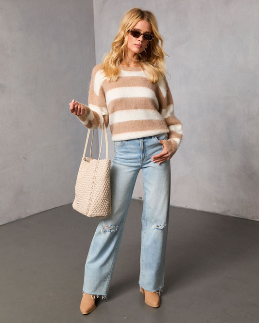 Mariko Fuzzy Knit Striped Sweater