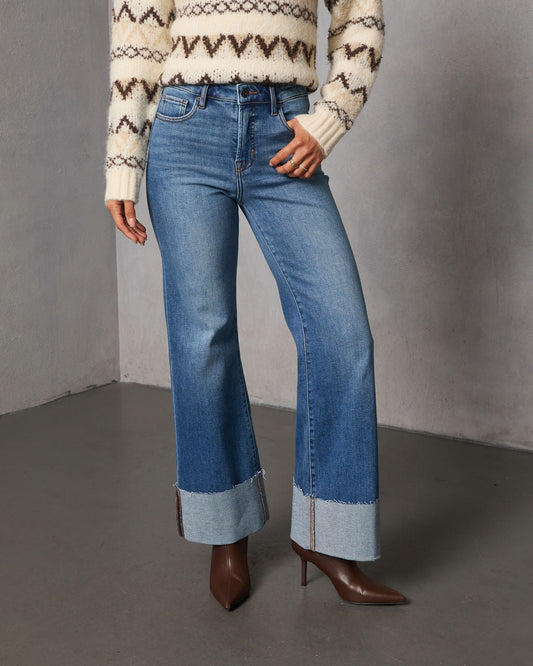 Jessina Cuffed Super Stretch Flare Jeans