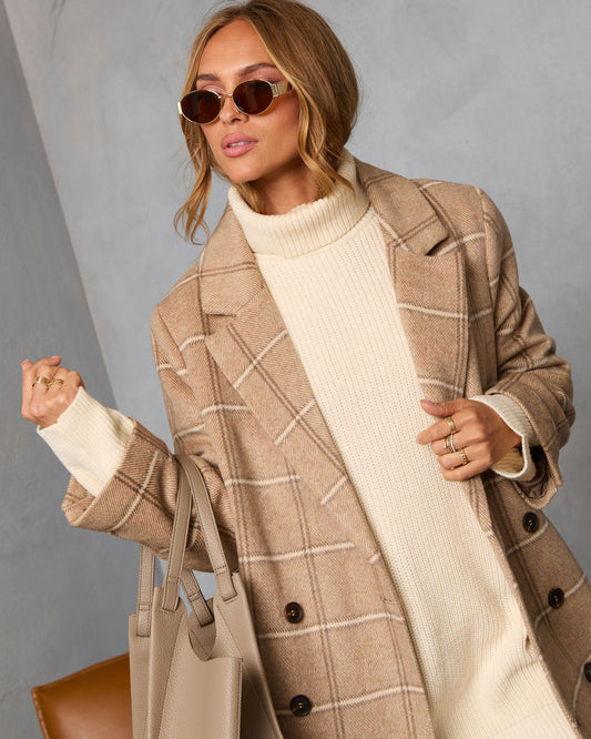 Autumn Root Plaid Longline Trench Coat