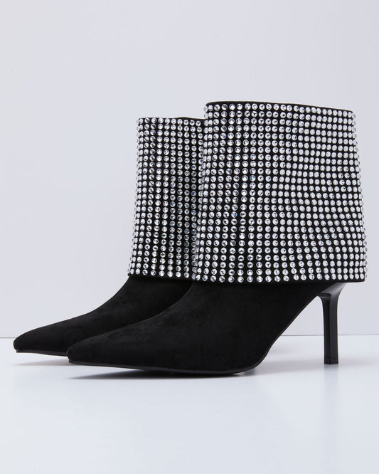 Diamond Hour Embellished Fold Over Booties
