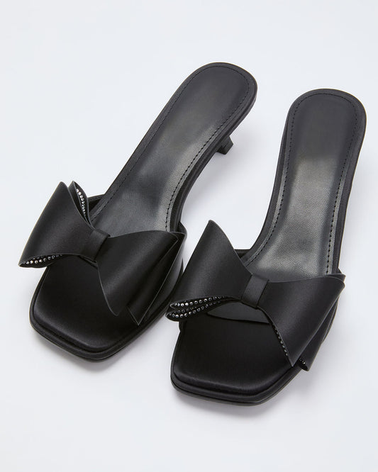 Cranberry Moon Satin Bow Kitten Heels