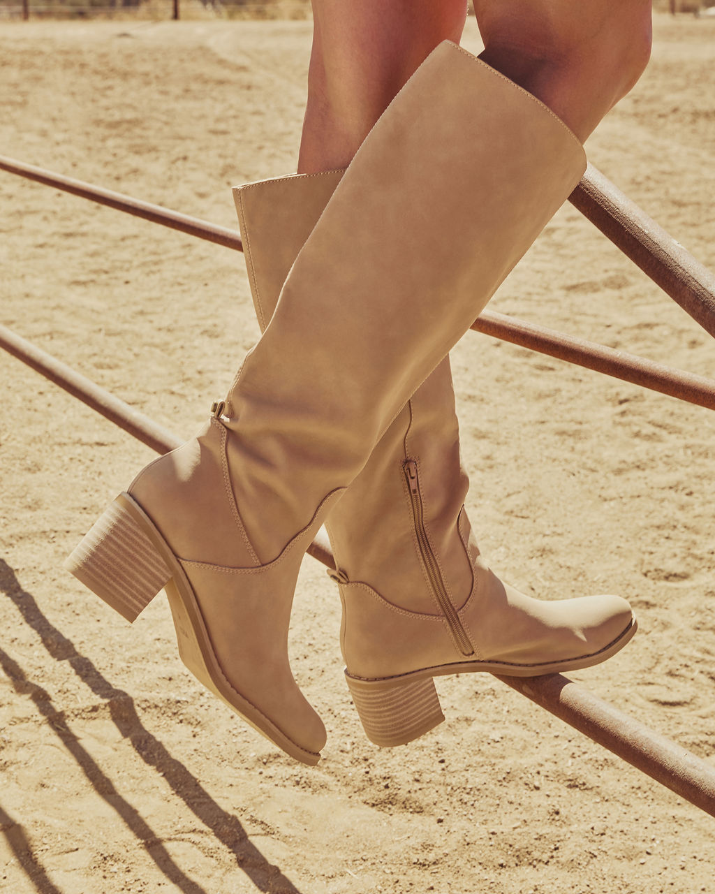 Maple Butter Faux Leather Knee High Riding Boot