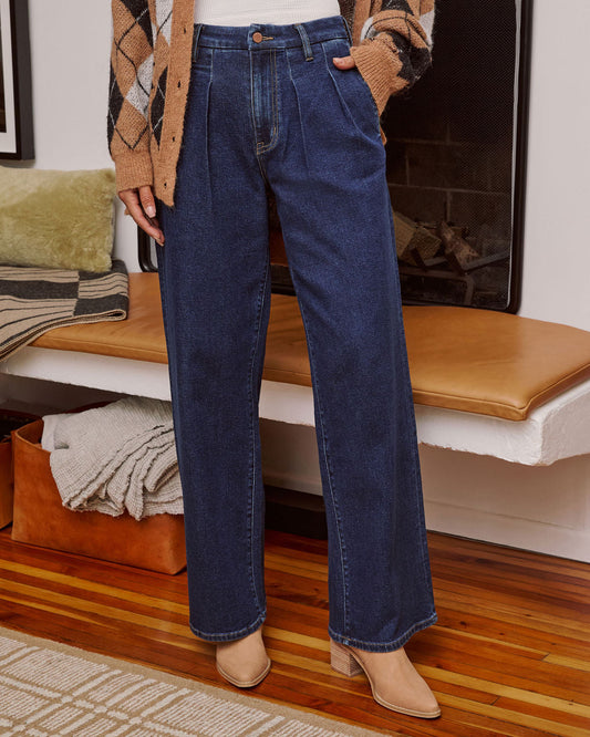 Ruey Pleated Stretch Denim Jeans