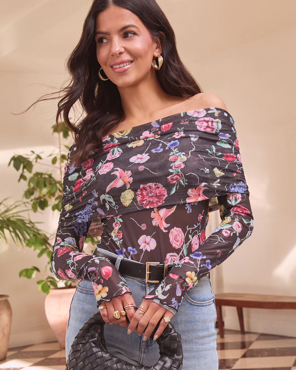 Imogene Floral Off Shoulder Bodysuit