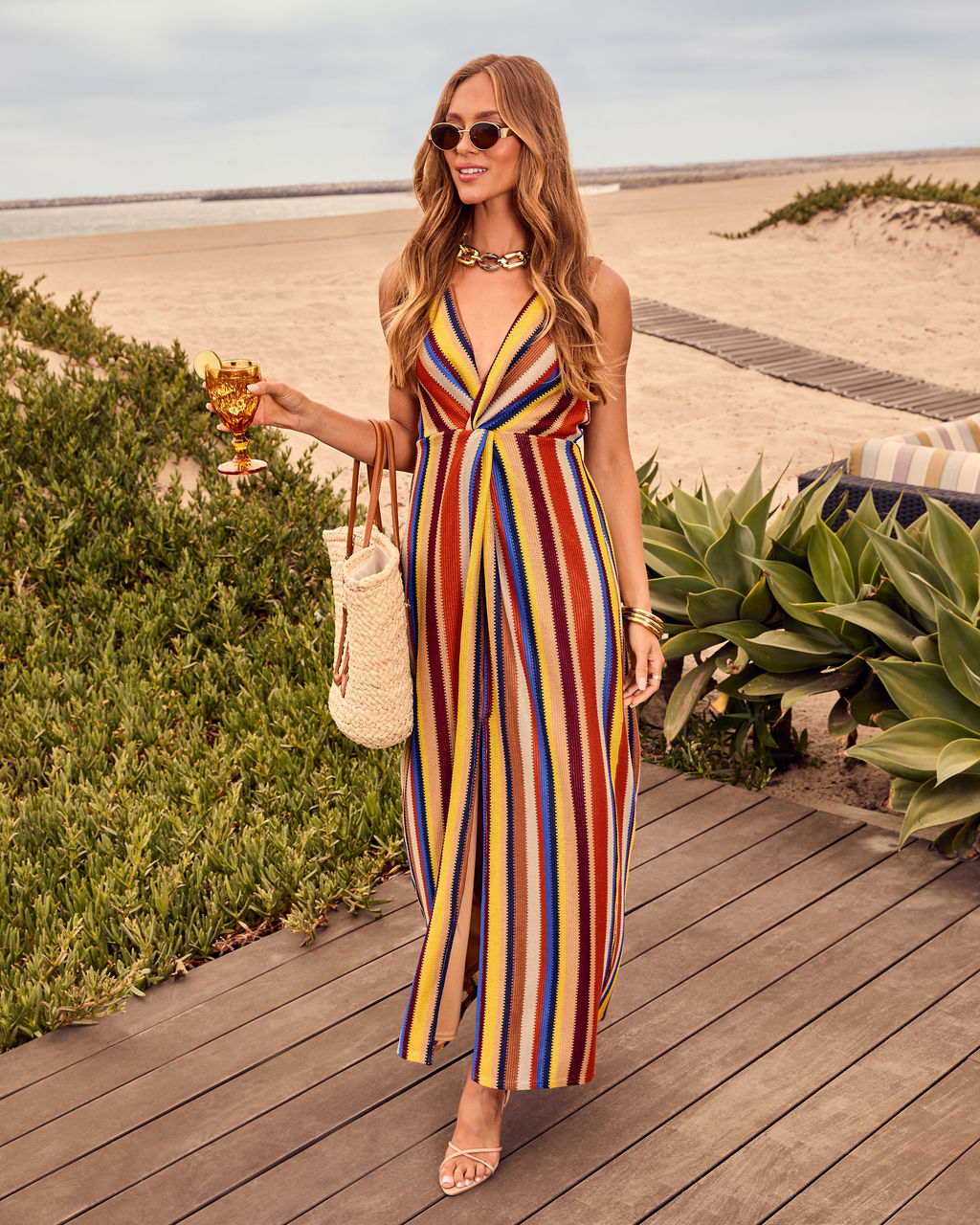 Shalie Plunging Neckline Maxi Dress