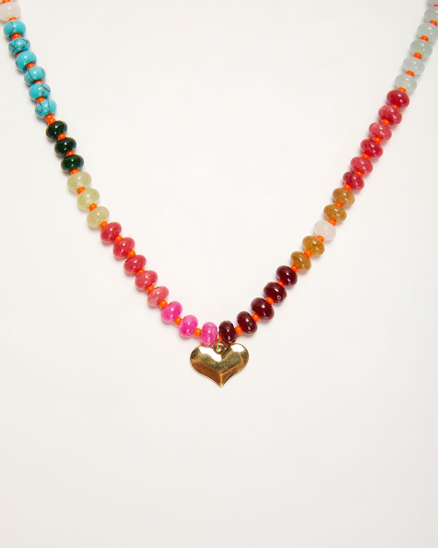 Colorful Beaded 18k Gold Plated Pendant Necklace