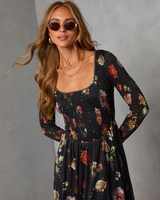 Dried Bloom Printed Maxi Dress