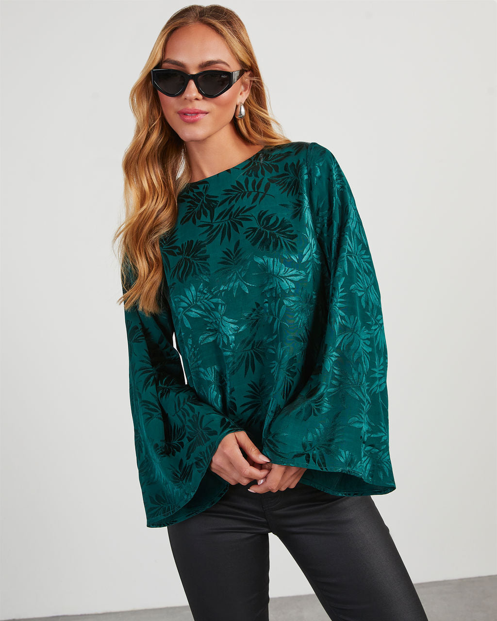 Odette Embossed Wide Sleeve Top