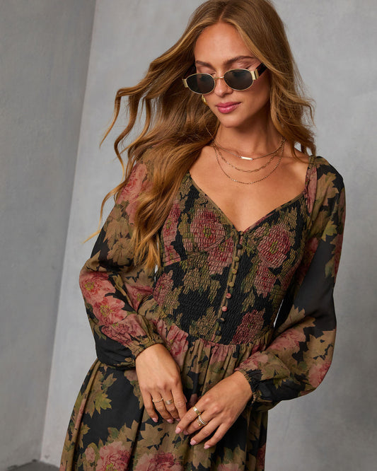 Mekia Printed Smocked Maxi Dress