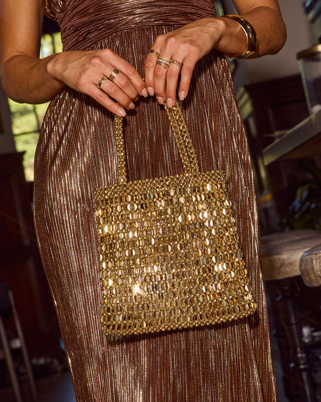 Mistle Toast Beaded Embellished Tote