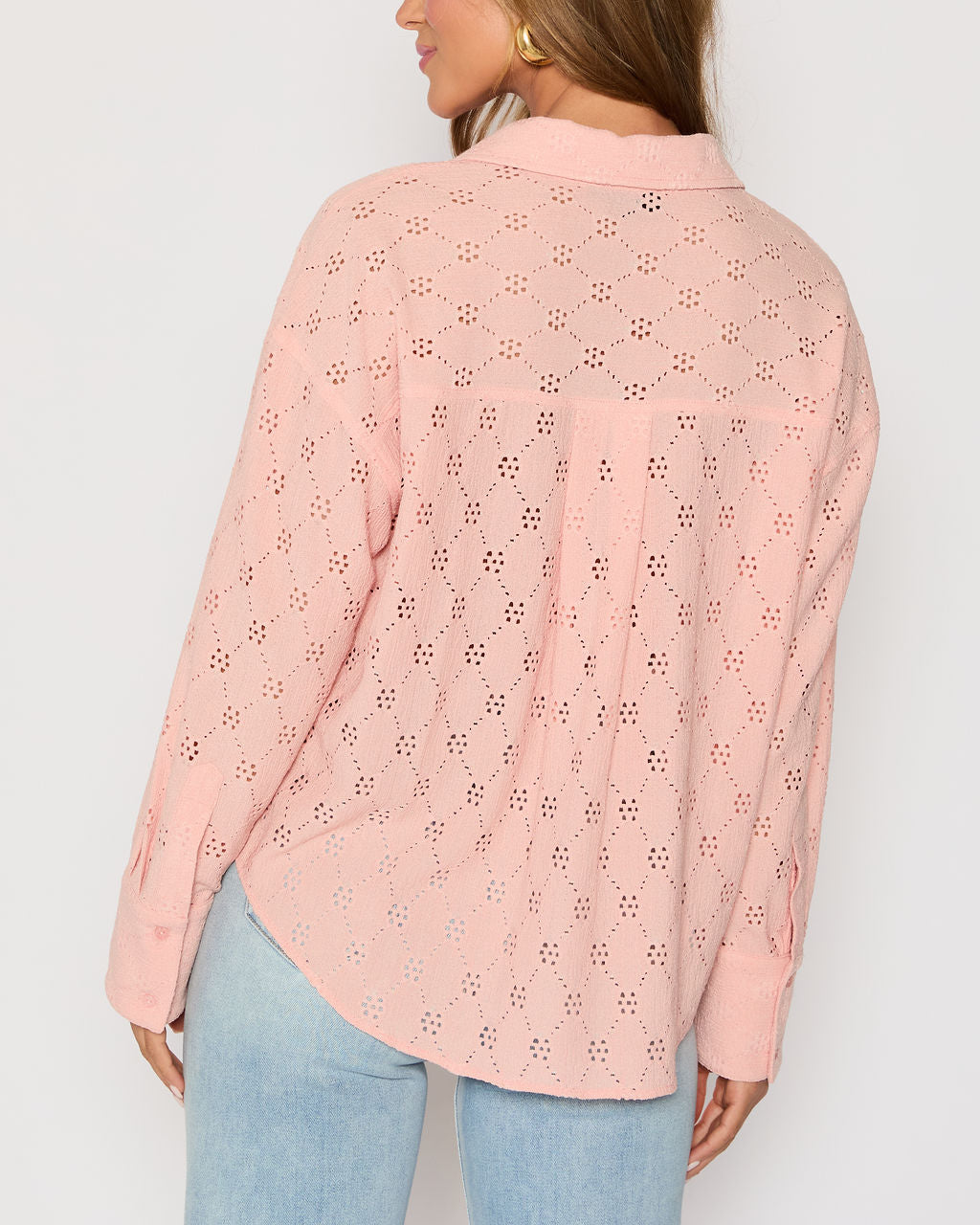 Amber Eyelet Button Down Top