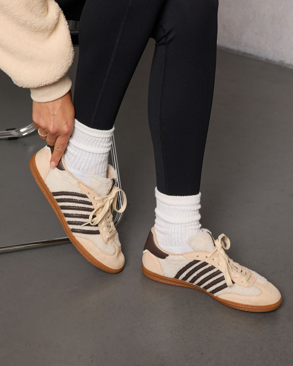 Emison Striped Shearling Sneakers