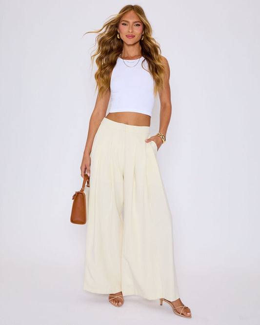 Polish Pleated Wide Leg Trouser