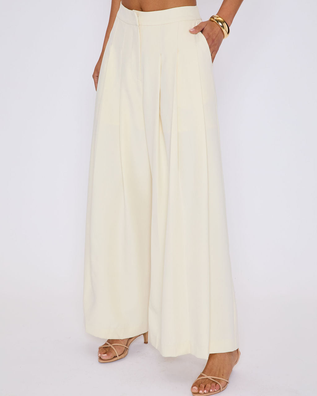 Polish Pleated Wide Leg Trouser