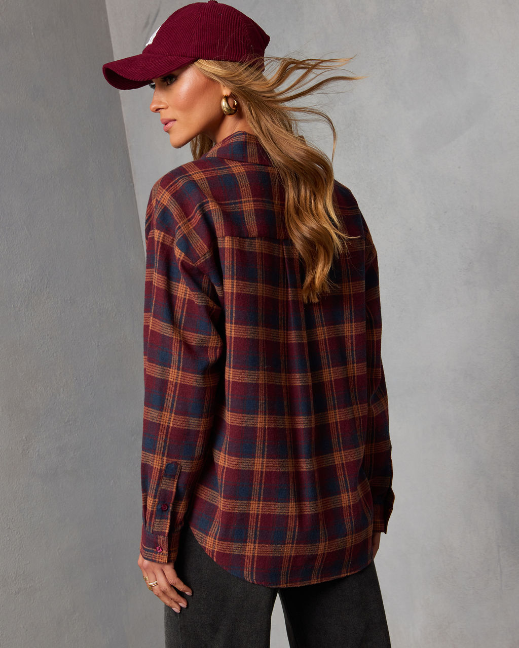 Toasted Maple Plaid Button Down Top