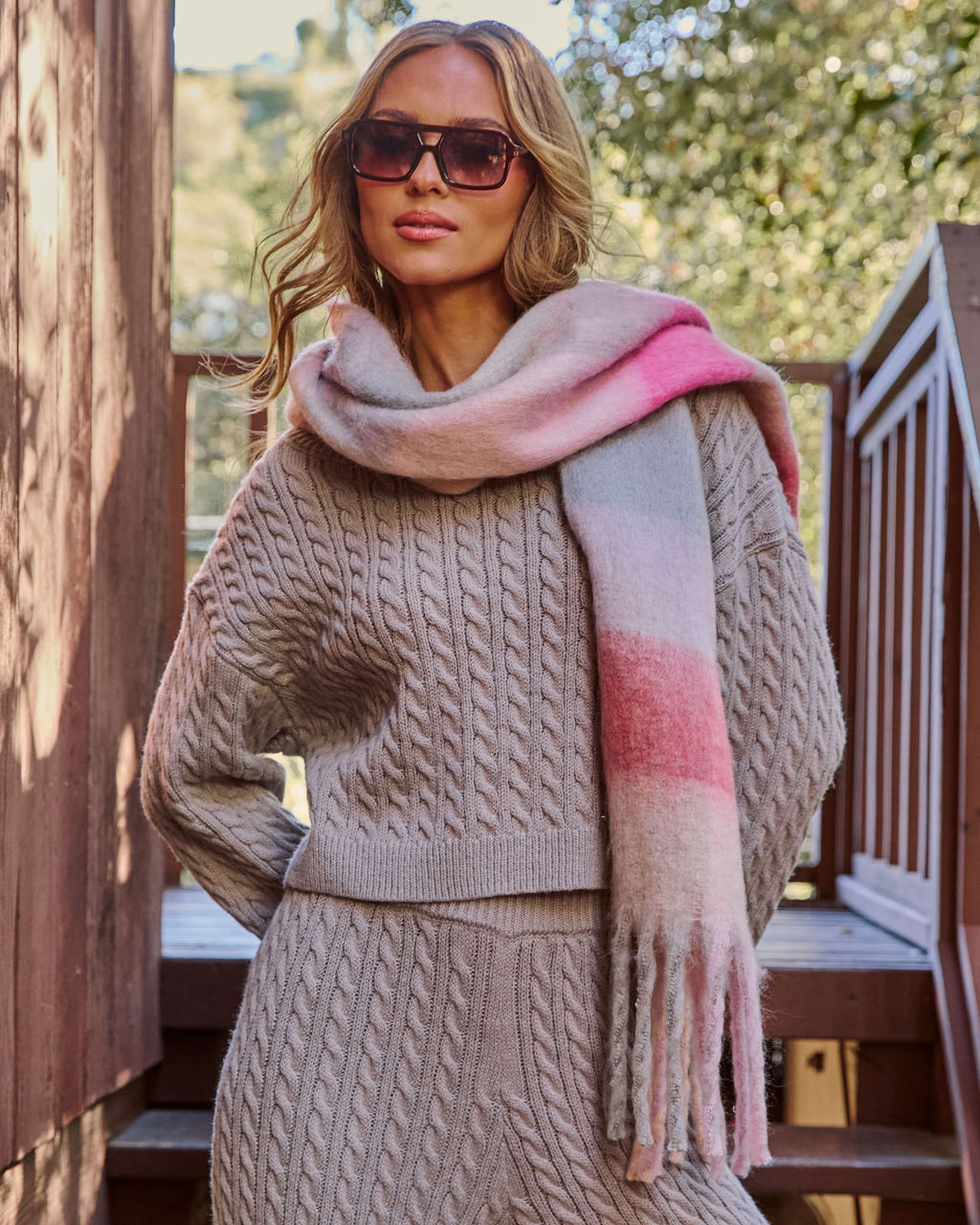 Cabin Light Plaid Print Scarf