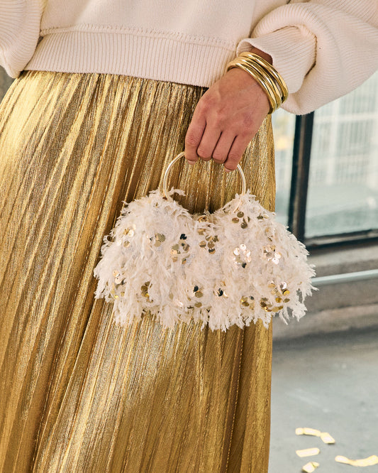 Holiday Glimmer Sequin Top Handle Bag