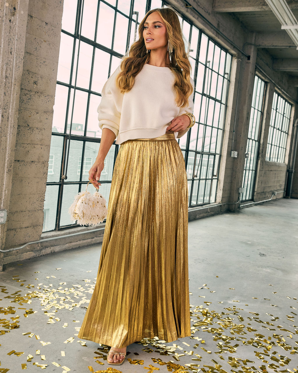 Holiday Glimmer Sequin Top Handle Bag