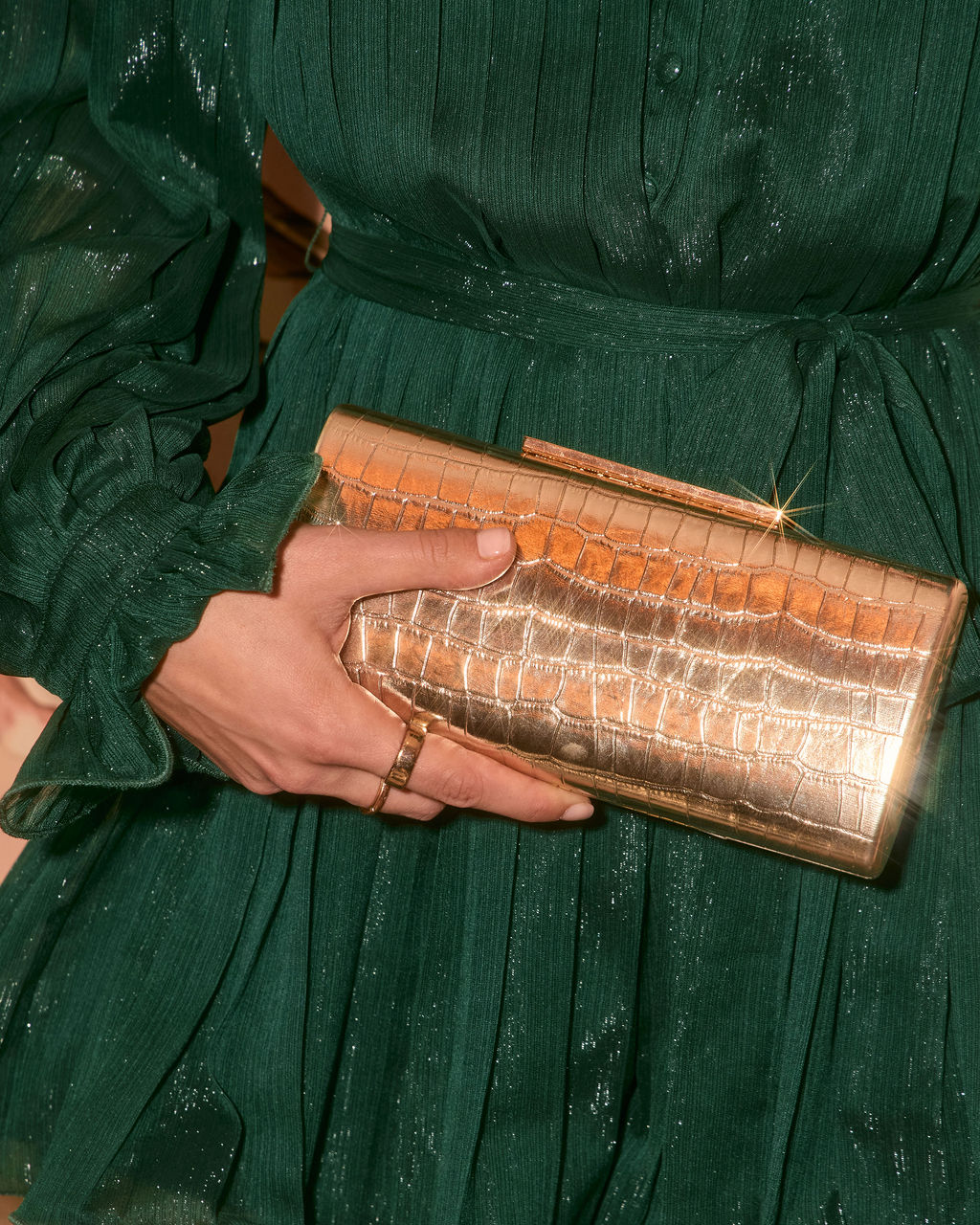 Starlet Hour Metallic Embossed Hard Case Clutch