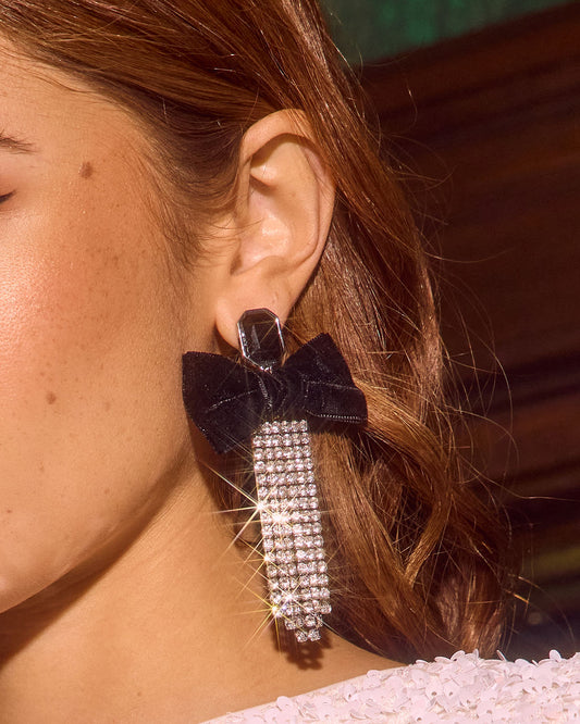 Levey Velvet Bow Chandelier Earrings