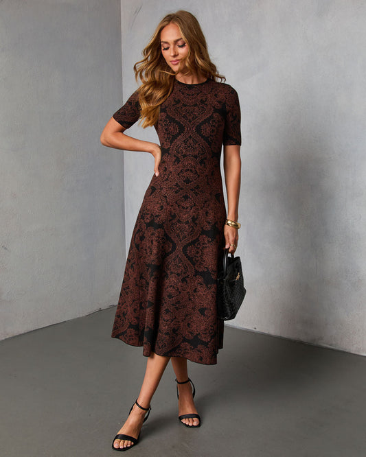 Rooted Season Paisley Midi Sweater Dress