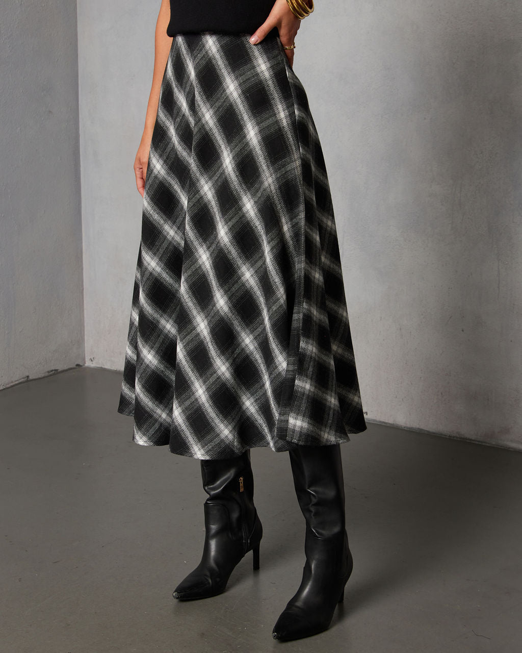Sable Hill Plaid Midi Skirt
