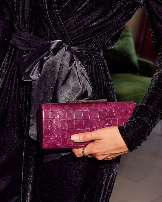 Starlet Hour Metallic Embossed Hard Case Clutch