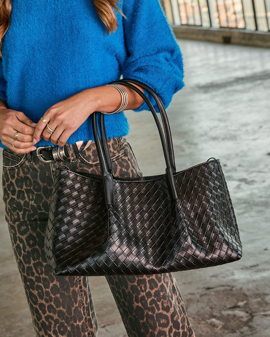 Calisse Textured Woven Vegan Leather Tote