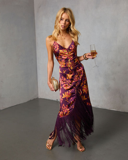 Jameliah Printed Fringe Midi Dress