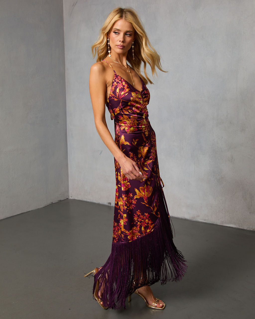Jameliah Printed Fringe Midi Dress