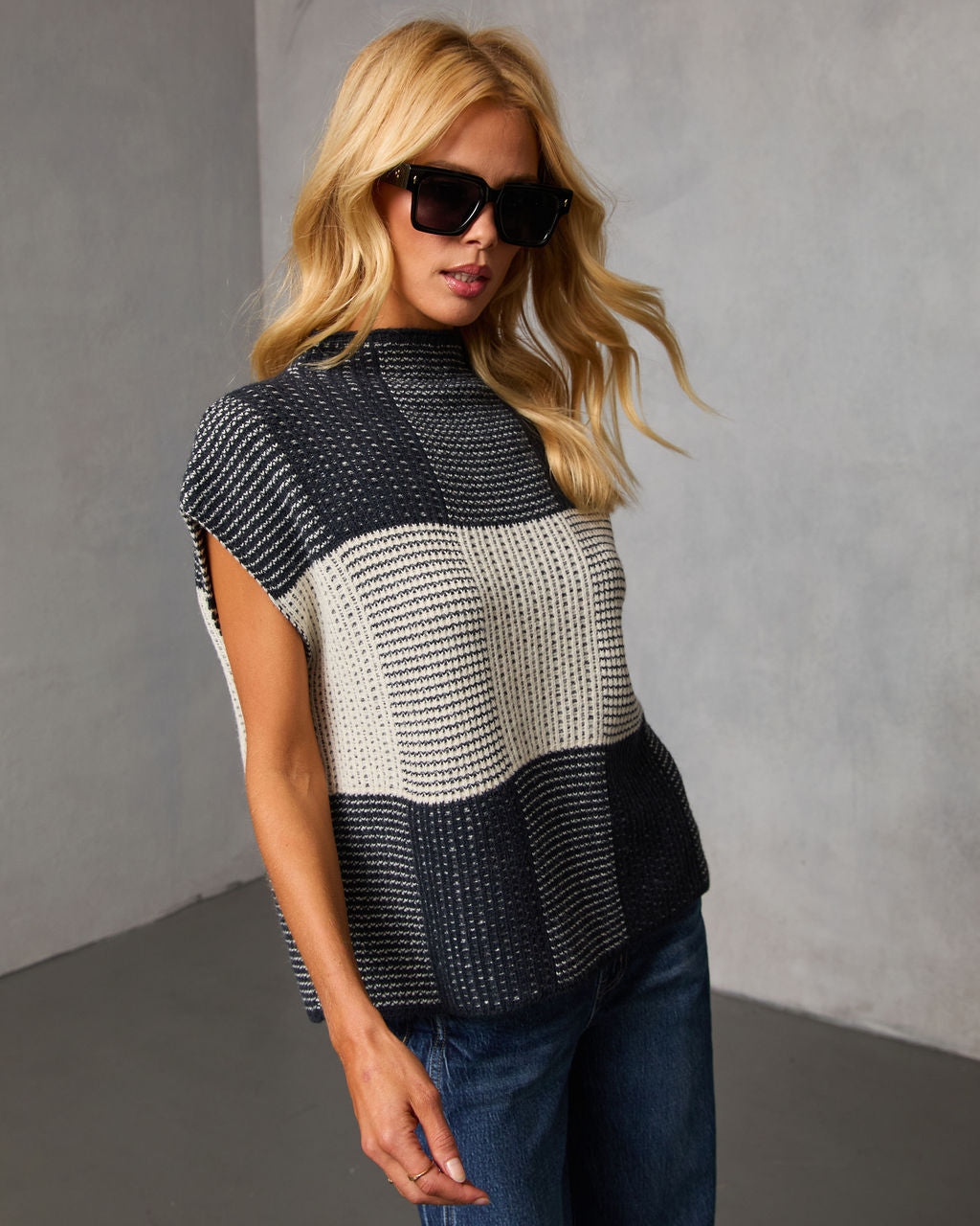 Eliska Contrast Knit Crochet Top