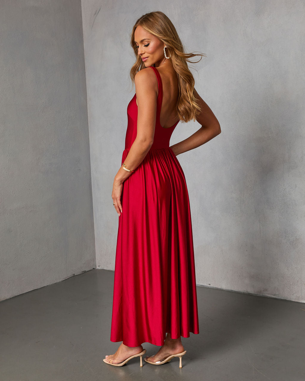 Firelight Muse Pleated Midi Dress