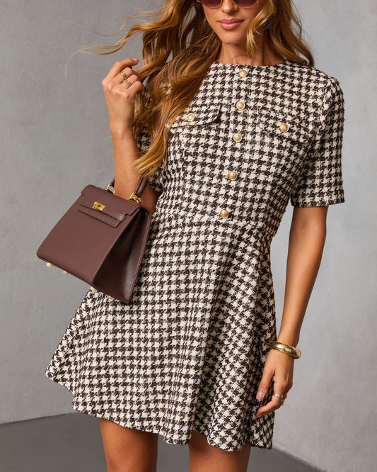Lysette Tweed Houndstooth Mini Dress