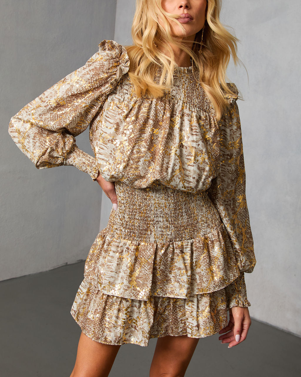Willa Rae Printed Tiered Mini Dress