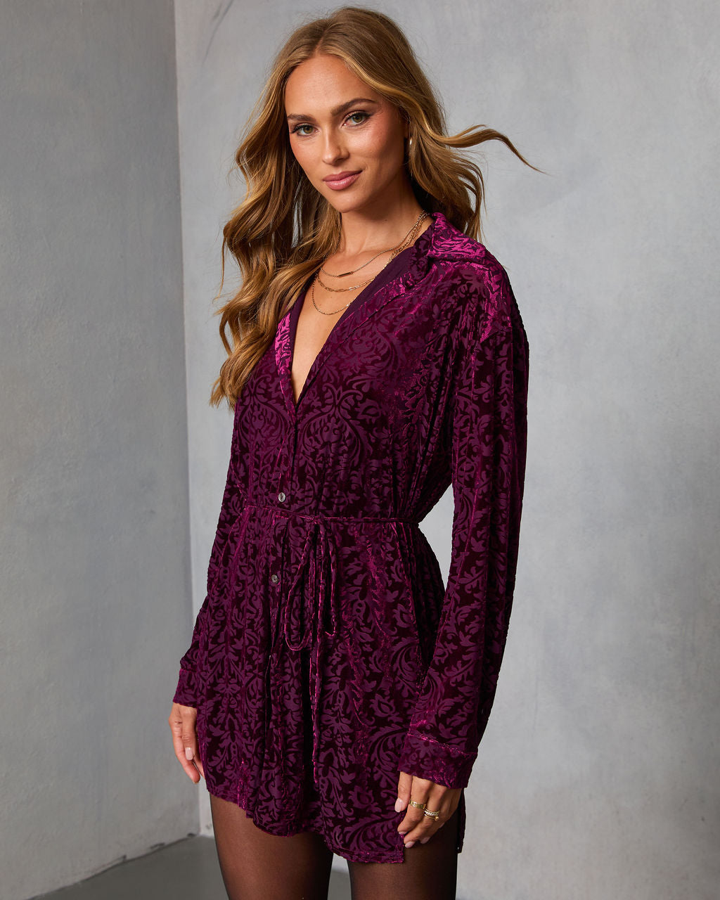Wild Dusk Flocked Velvet Romper