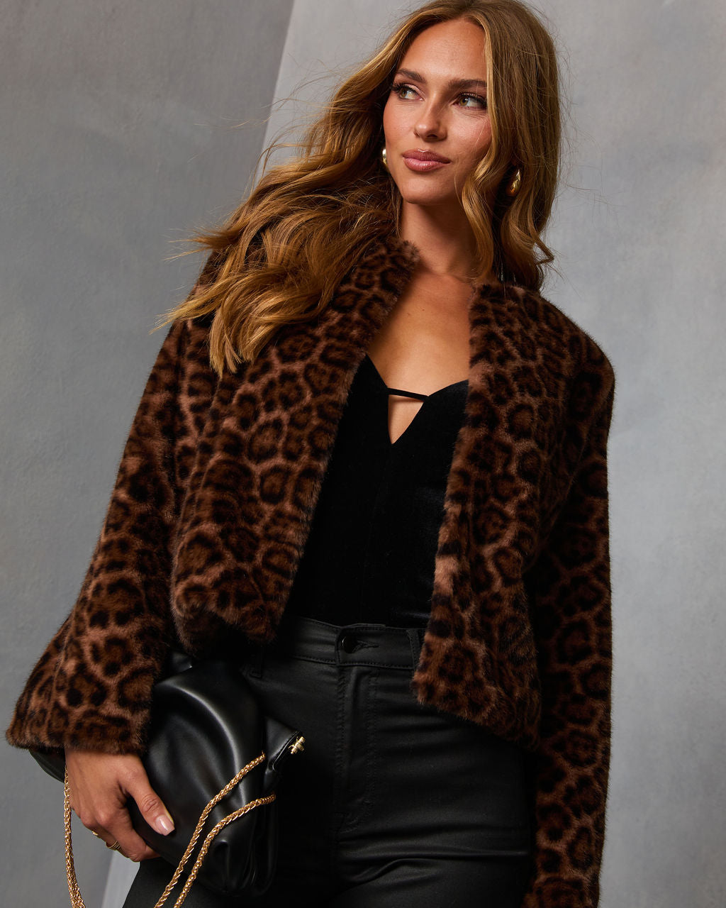 Foxshade Leopard Print Faux Fur Jacket