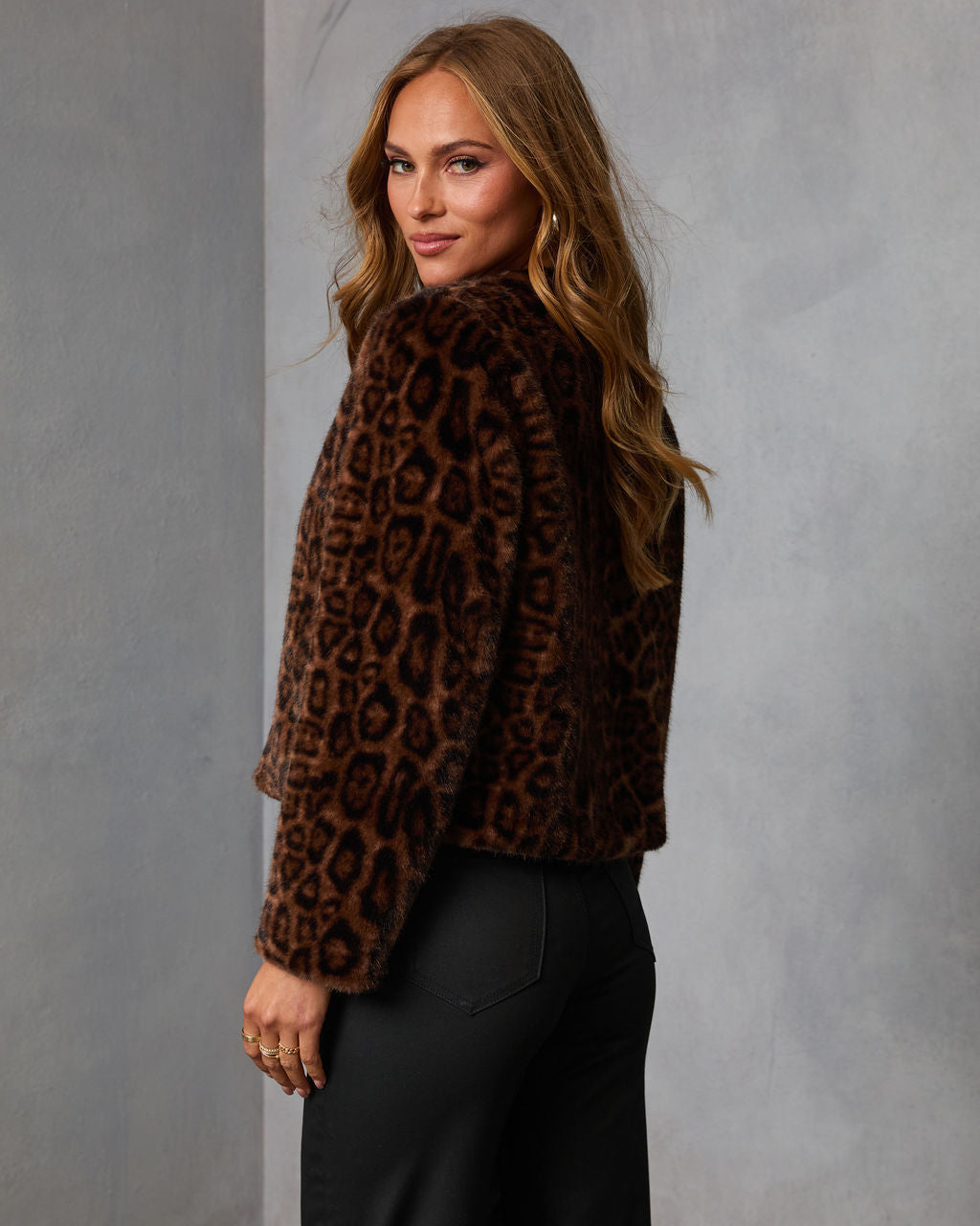 Foxshade Leopard Print Faux Fur Jacket